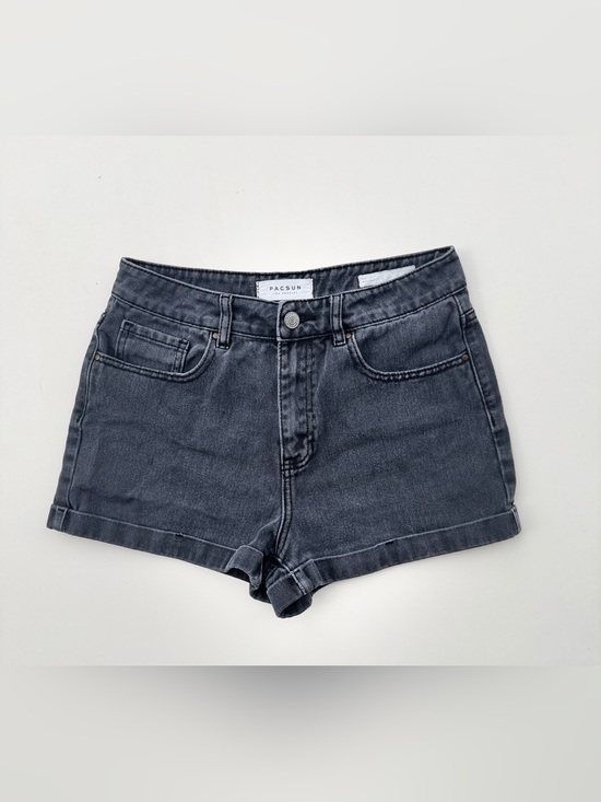PacSun Pants - Pacsun Charcoal Gray High Rise Jean Mom Shorts 26 Baddie Washed Faded Black EUC